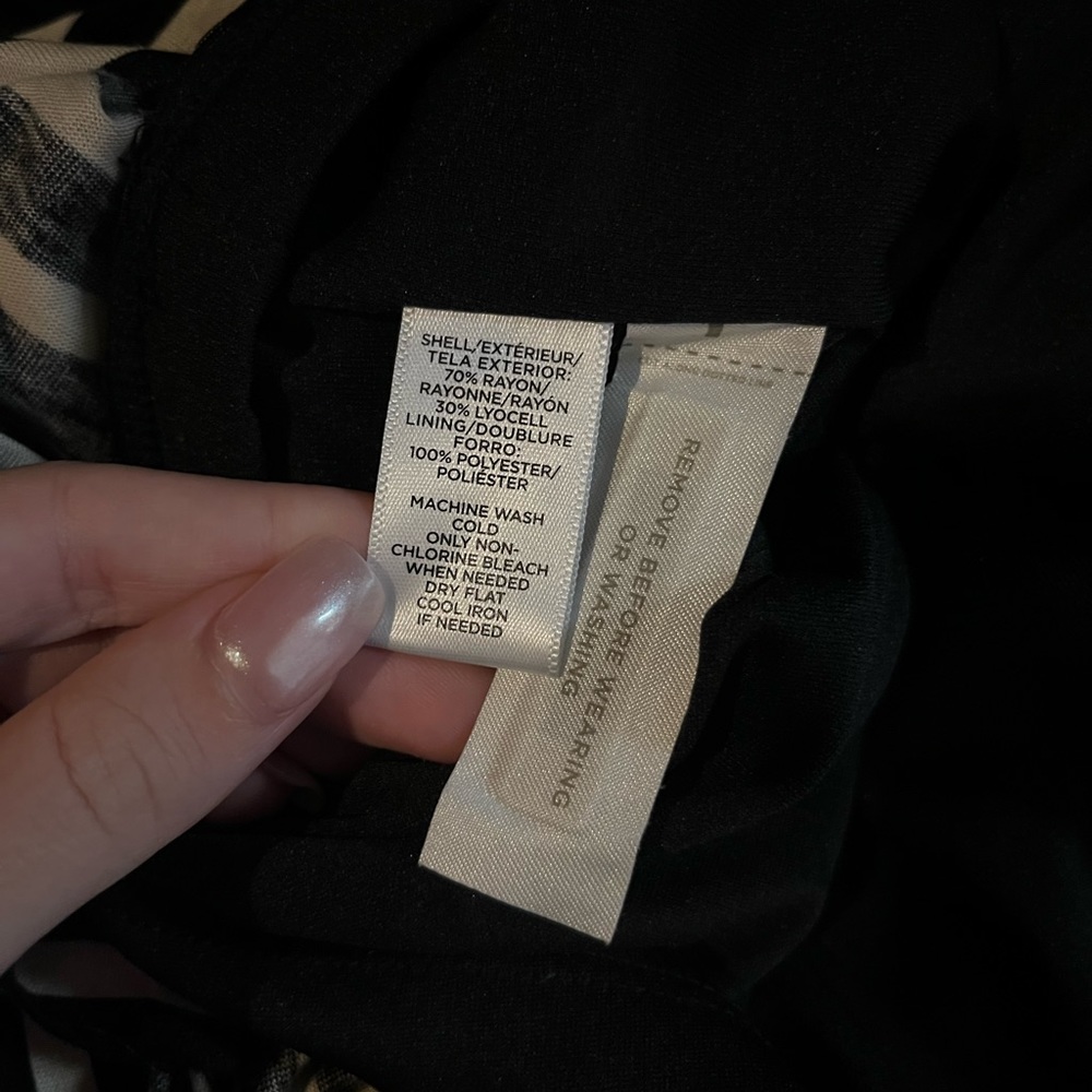 BLACK AND CREAM STRIPED LOFT DRESS MEDIUM - Picture 4 of 4